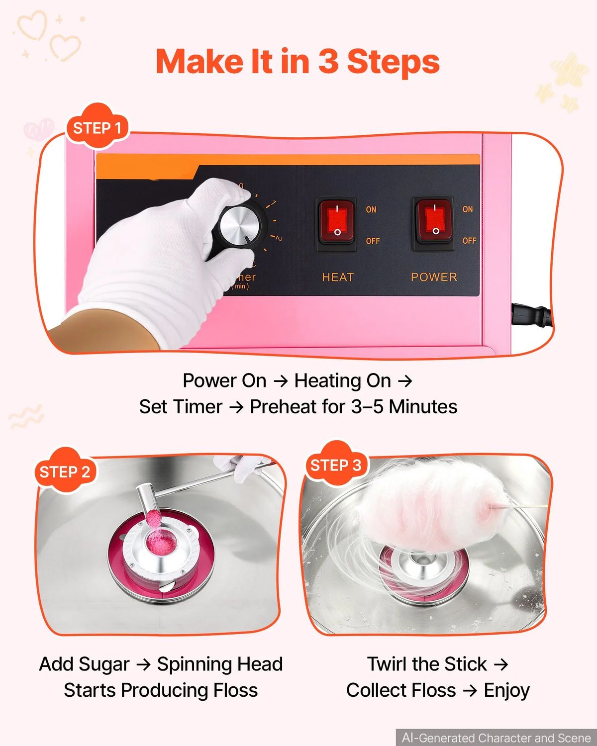 Professional 1000W Commercial Cotton Candy Machine – AK-609A