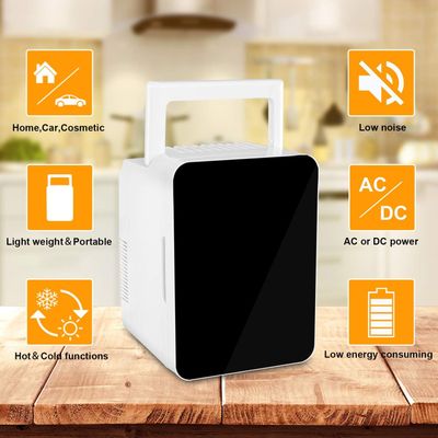 Portable Beauty Mini Fridge — 10L Capacity, 12 Cans, AC/DC Powered, Quiet Operation, Skincare Cosmetic Cooler for Bedroom, Office &amp; Car — Black, Energy Class F