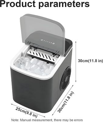 Countertop Ice Maker Machine 12kg/24h, Portable Electric Ice Cube Maker with 6-Minute Ice, 2 Ice Sizes &amp; Self-Cleaning