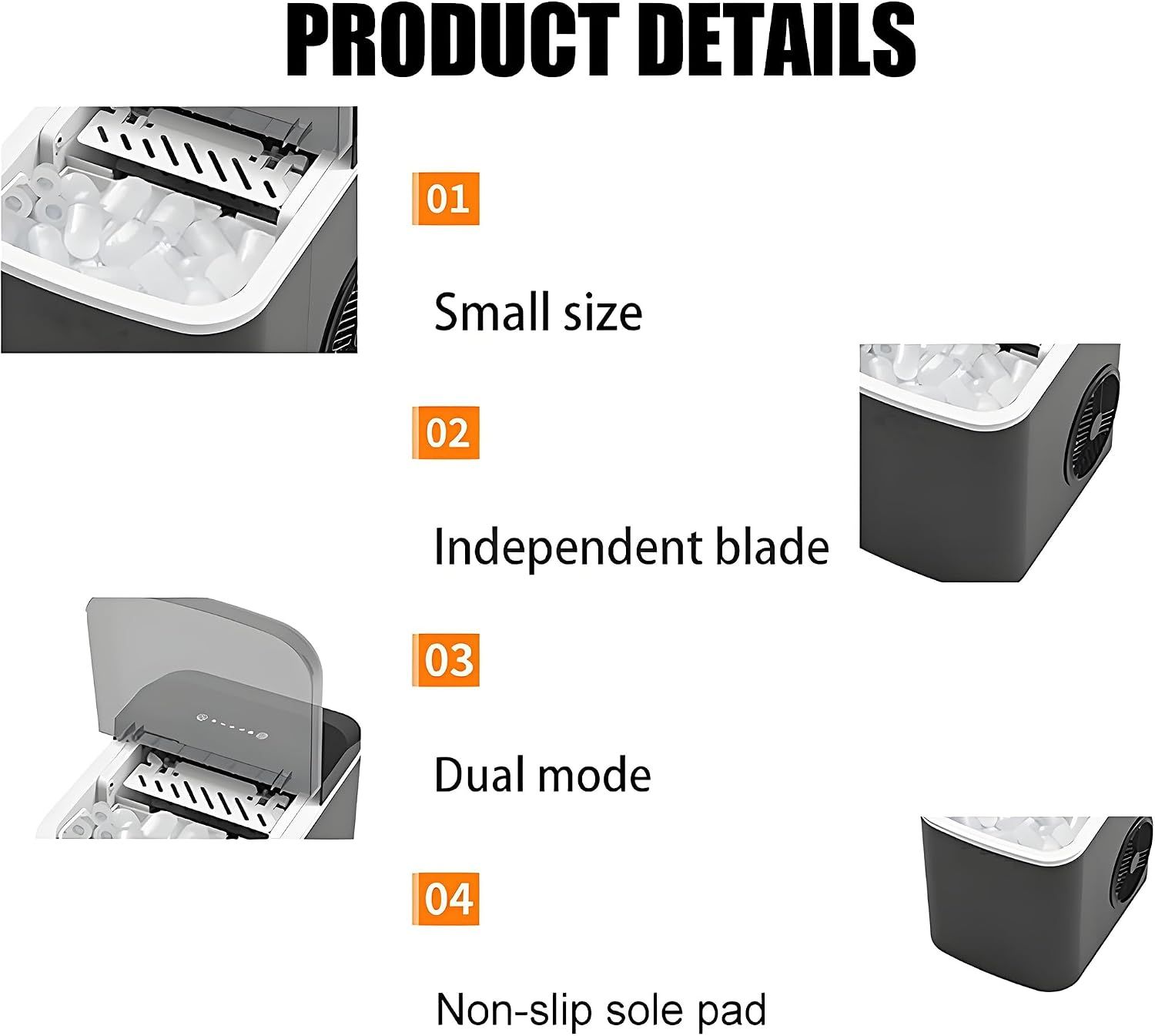 Countertop Ice Maker Machine 12kg/24h, Portable Electric Ice Cube Maker with 6-Minute Ice, 2 Ice Sizes &amp; Self-Cleaning