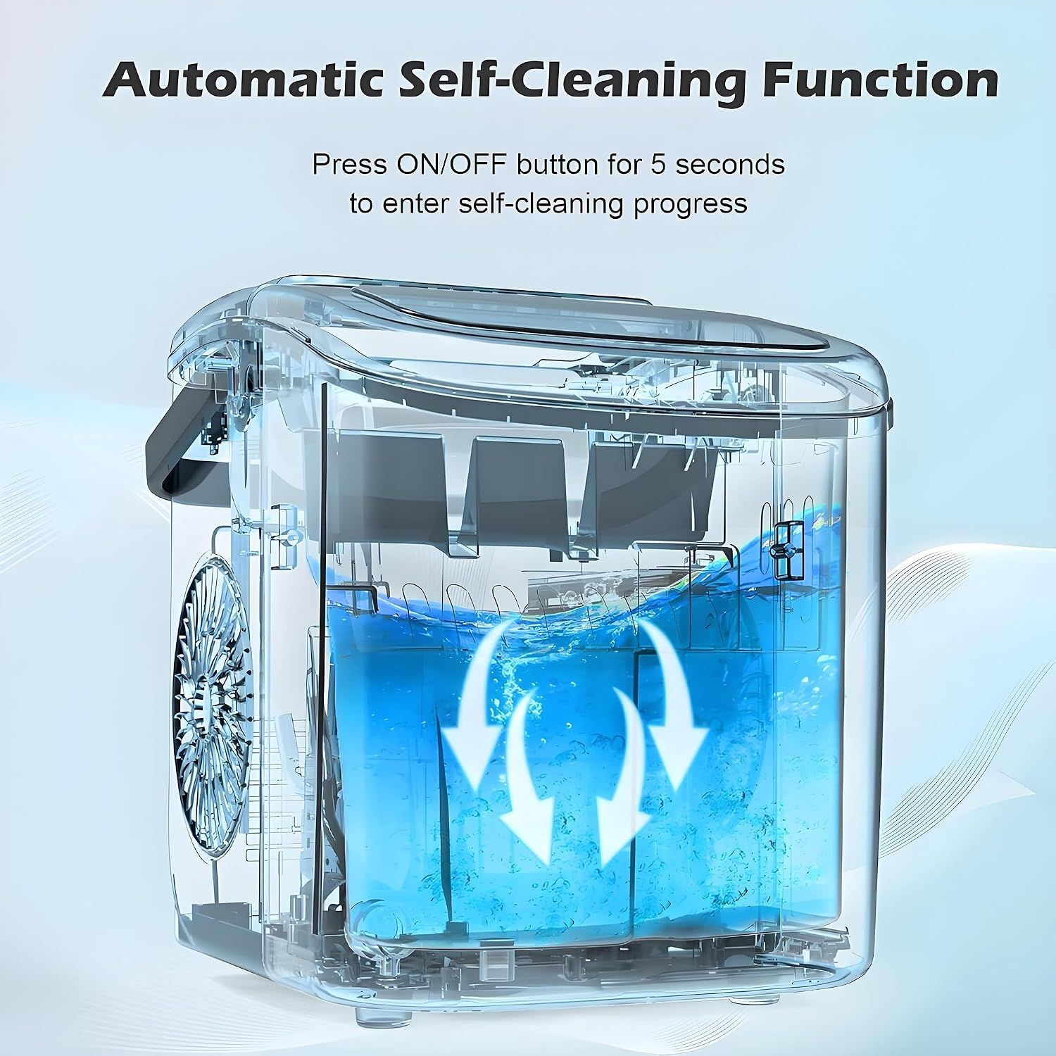 Countertop Ice Maker Machine 12kg/24h, Portable Electric Ice Cube Maker with 6-Minute Ice, 2 Ice Sizes &amp; Self-Cleaning