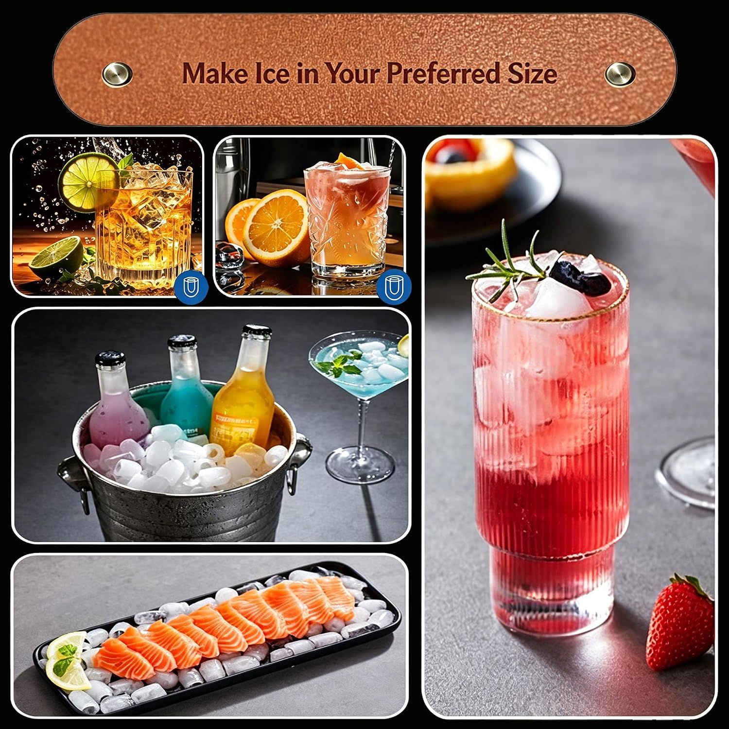 Portable Countertop Ice Maker Machine – 12kg/24H, 2 Ice Sizes, Self-Cleaning Function