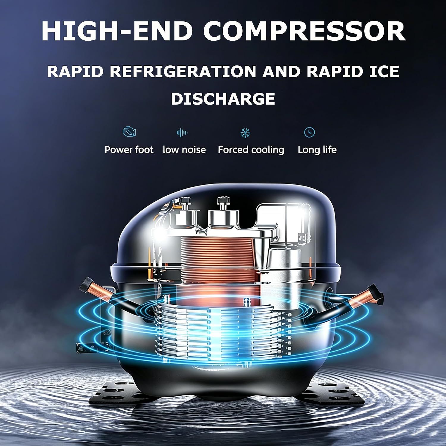 Portable Countertop Ice Maker Machine – 12kg/24H, 2 Ice Sizes, Self-Cleaning Function