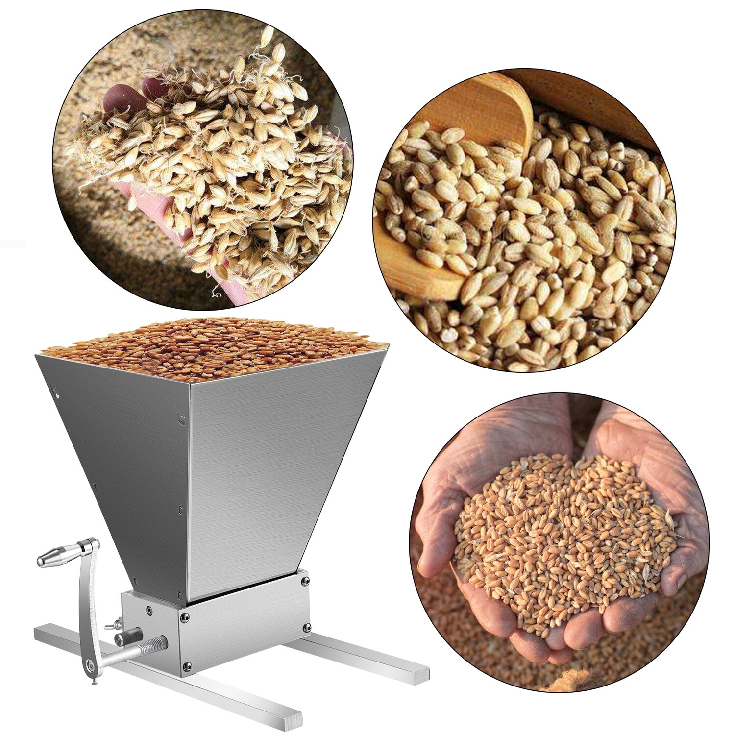 2-Roller Home Brew Grain Mill Grinder – 8lbs/Min High-Speed Malt Crusher