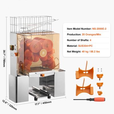 Commercial Orange Juicer Machine 240W Automatic Citrus Extractor Stainless Steel Juice Squeezer