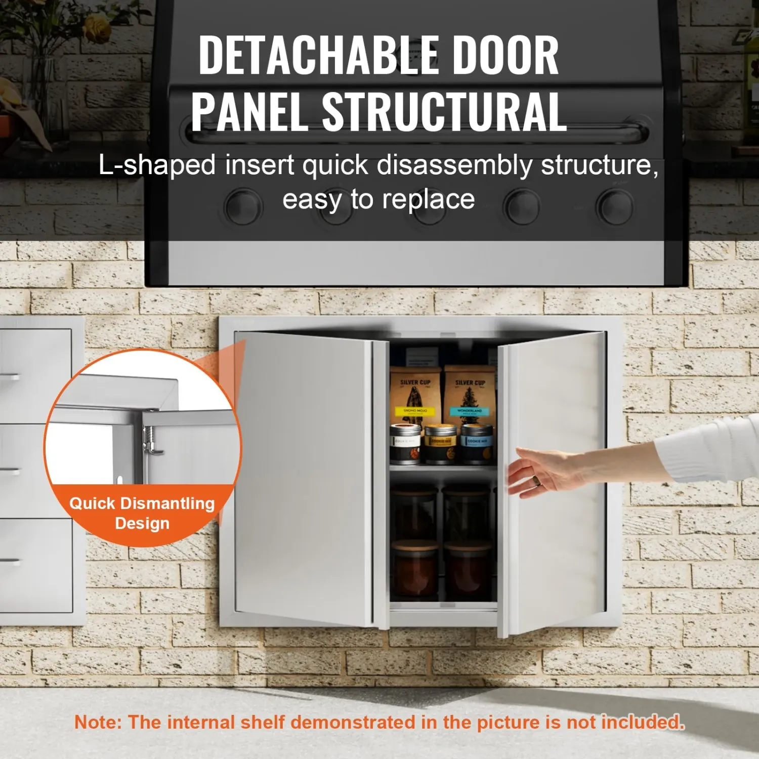 BBQ Access Door 31 x 24 Inch, Double Stainless Steel Outdoor Kitchen Cabinet Door with Recessed Handles for Grill Island