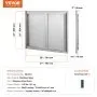 BBQ Access Door 31 x 24 Inch, Double Stainless Steel Outdoor Kitchen Cabinet Door with Recessed Handles for Grill Island