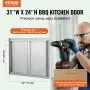 BBQ Access Door 31 x 24 Inch, Double Stainless Steel Outdoor Kitchen Cabinet Door with Recessed Handles for Grill Island