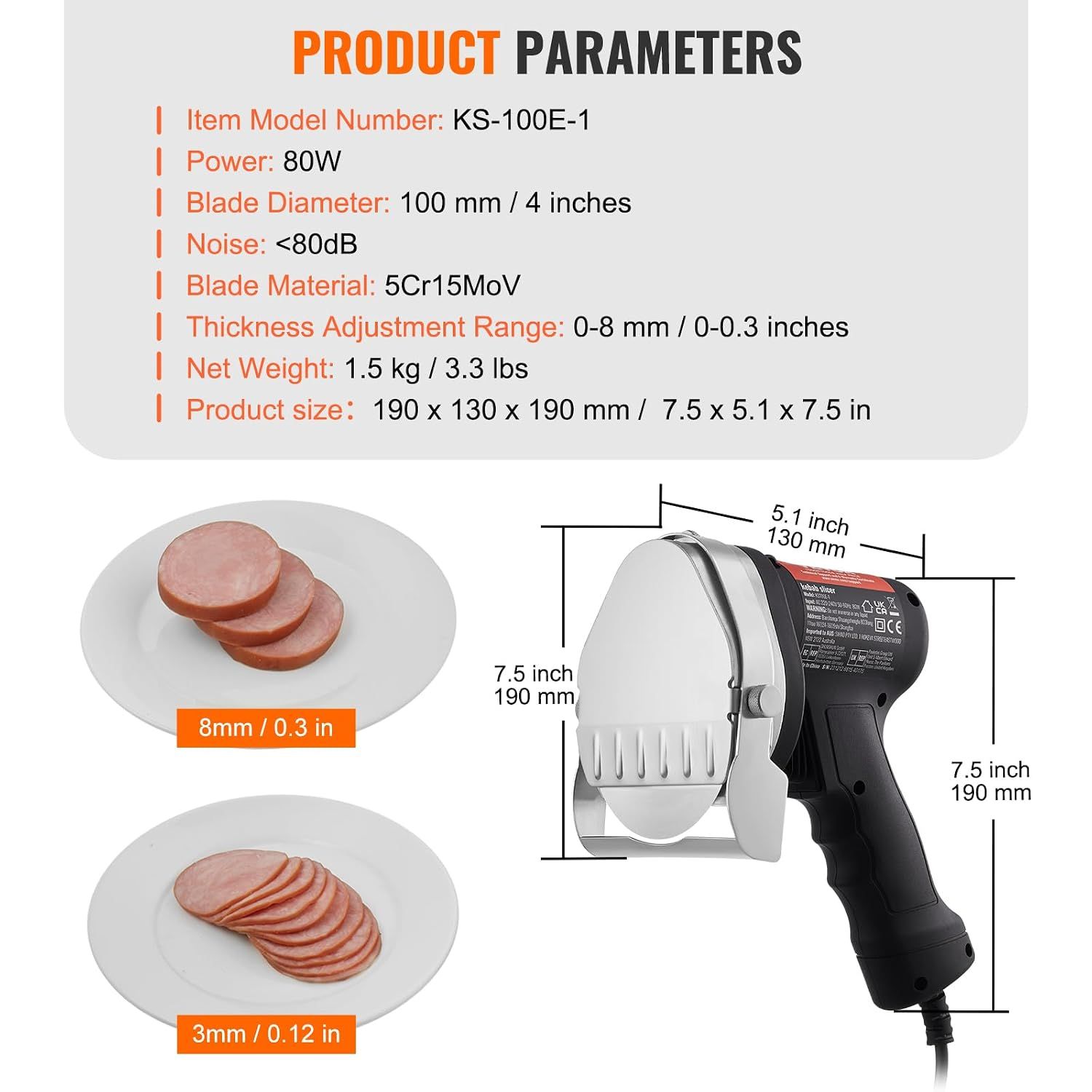 80W Electric Kebab Knife Stainless Steel Doner Cutter