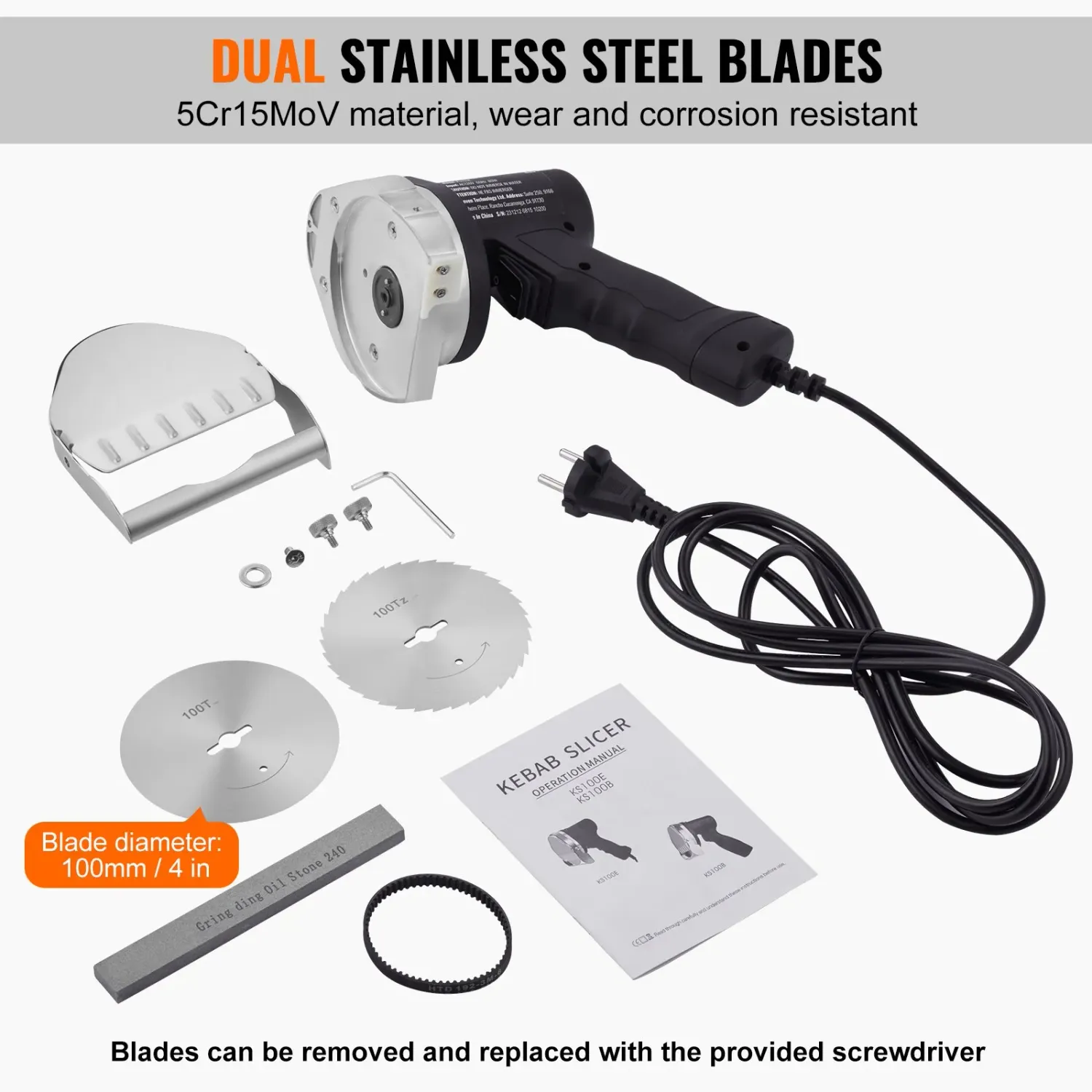 80W Commercial Electric Shawarma and Gyro Meat Slicer