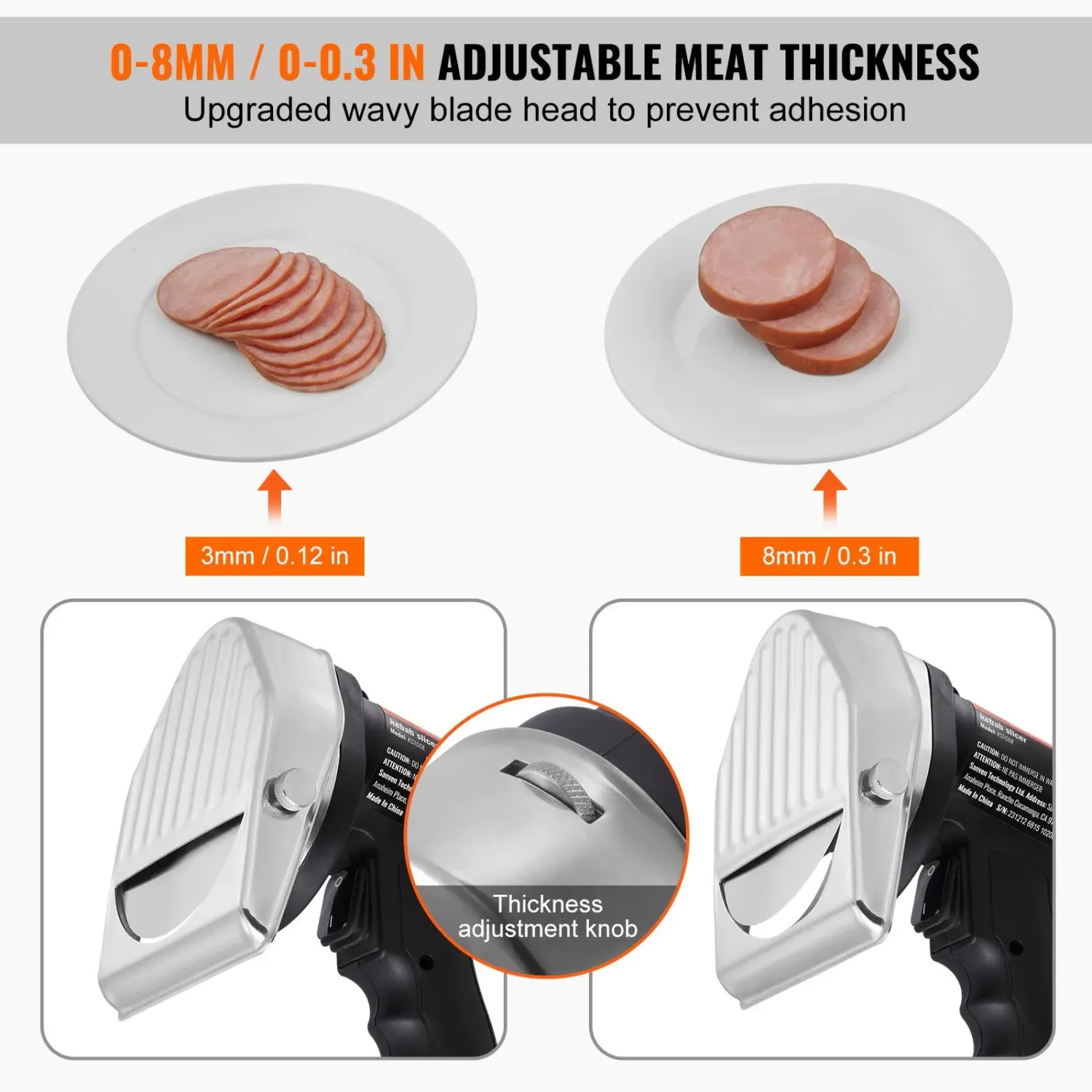 80W Electric Shawarma Kebab Meat Slicer Knife 100mm