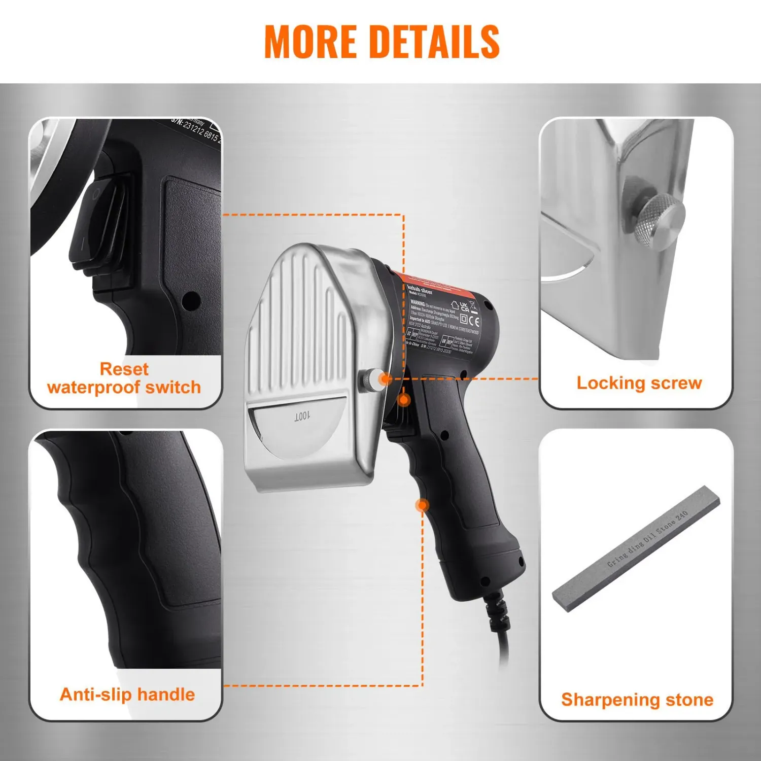 80W Electric Shawarma Kebab Meat Slicer Knife 100mm