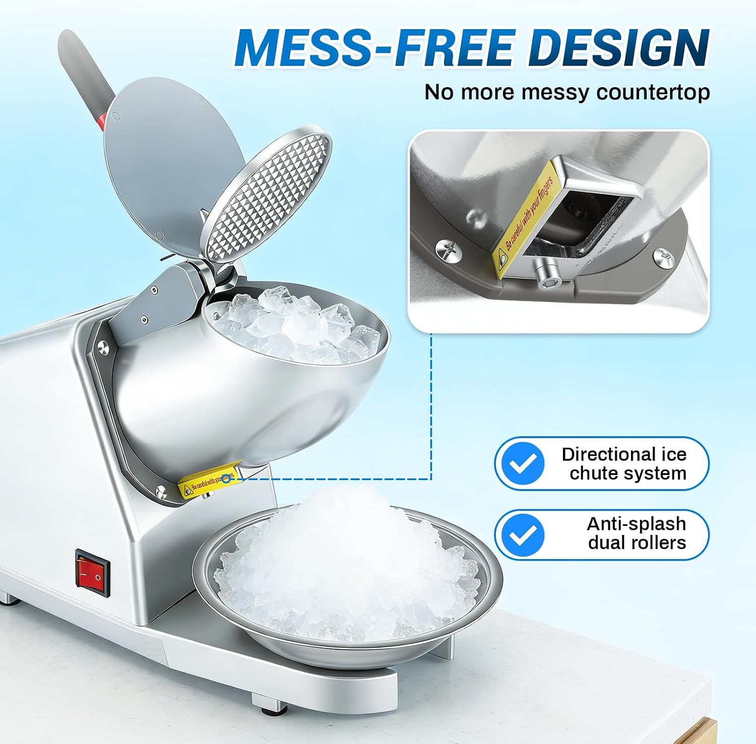 Electric Ice Crusher 300W Stainless Steel Machine with 2 Blades