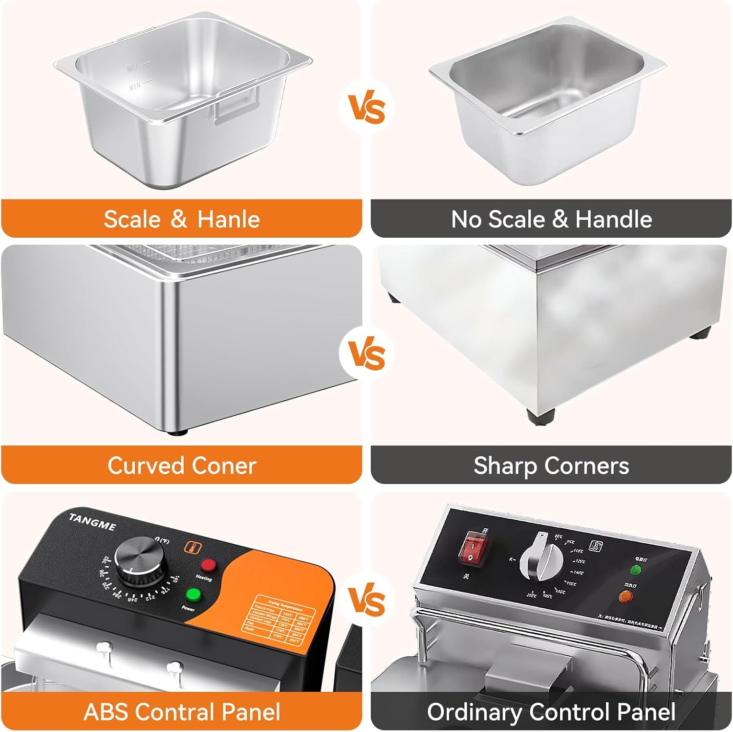 Commercial Electric Deep Fryer 5000W 20L Stainless Steel Countertop Fryer 2 Basket