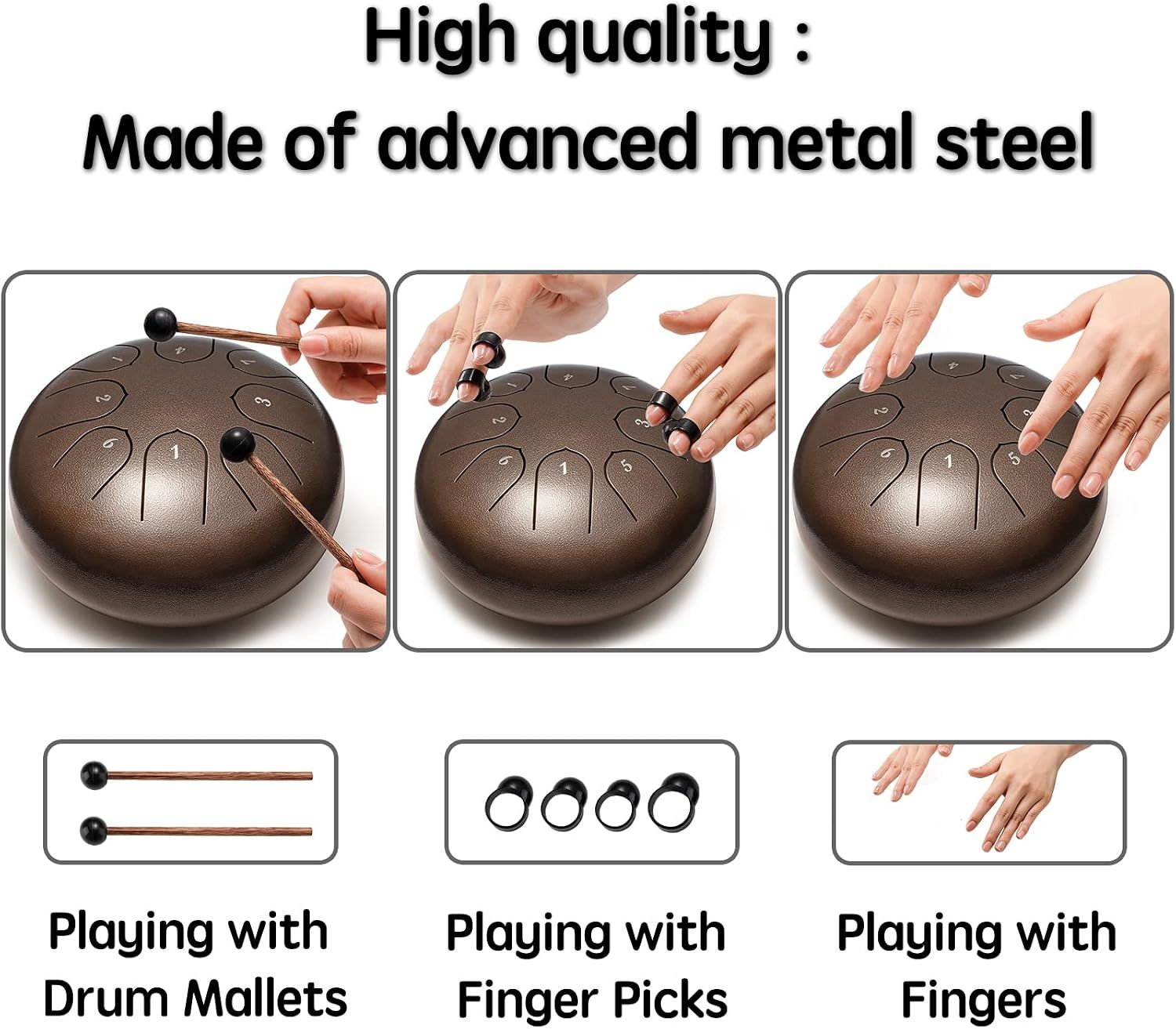 Steel Tongue Drum 6 Inch 8 Notes Meditation Drum