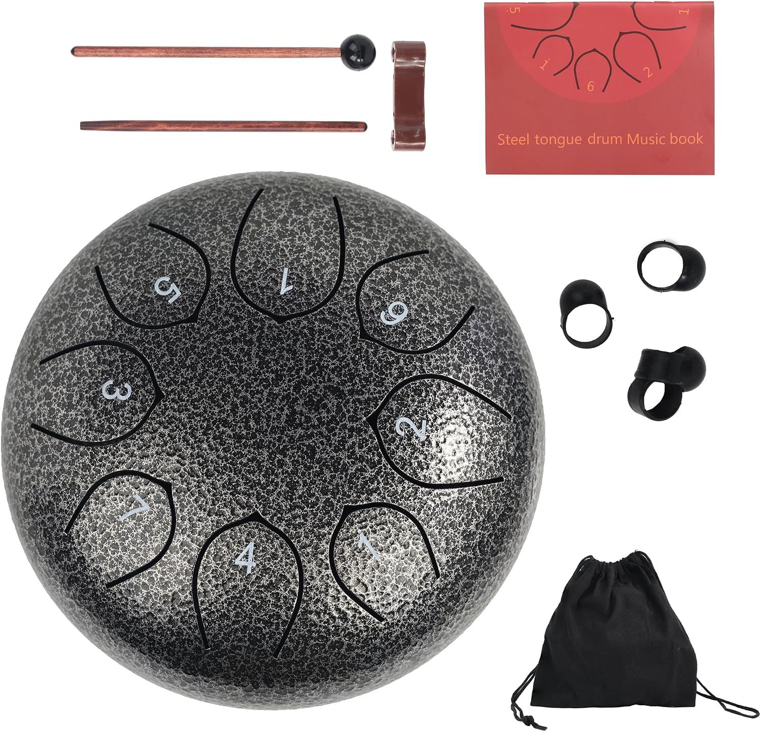 6-Inch Steel Tongue Drum in Silver