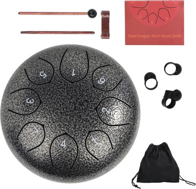 6-Inch Steel Tongue Drum in Silver