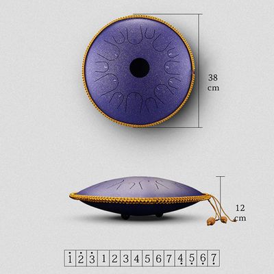 14 Inch Steel Tongue Drum 14 Notes Handpan Instrument with Mallets &amp; Bag