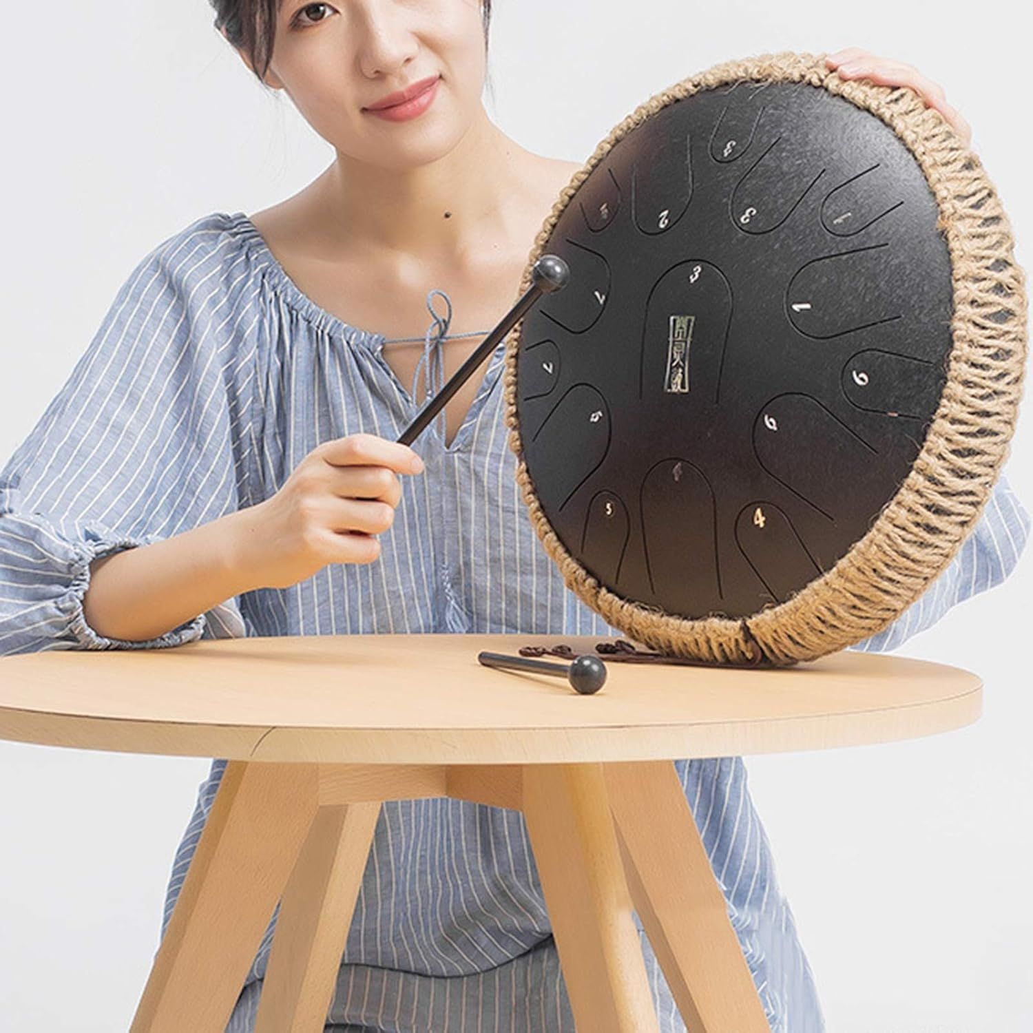 14 Inch Steel Tongue Drum 14 Notes Handpan Instrument with Mallets &amp; Bag