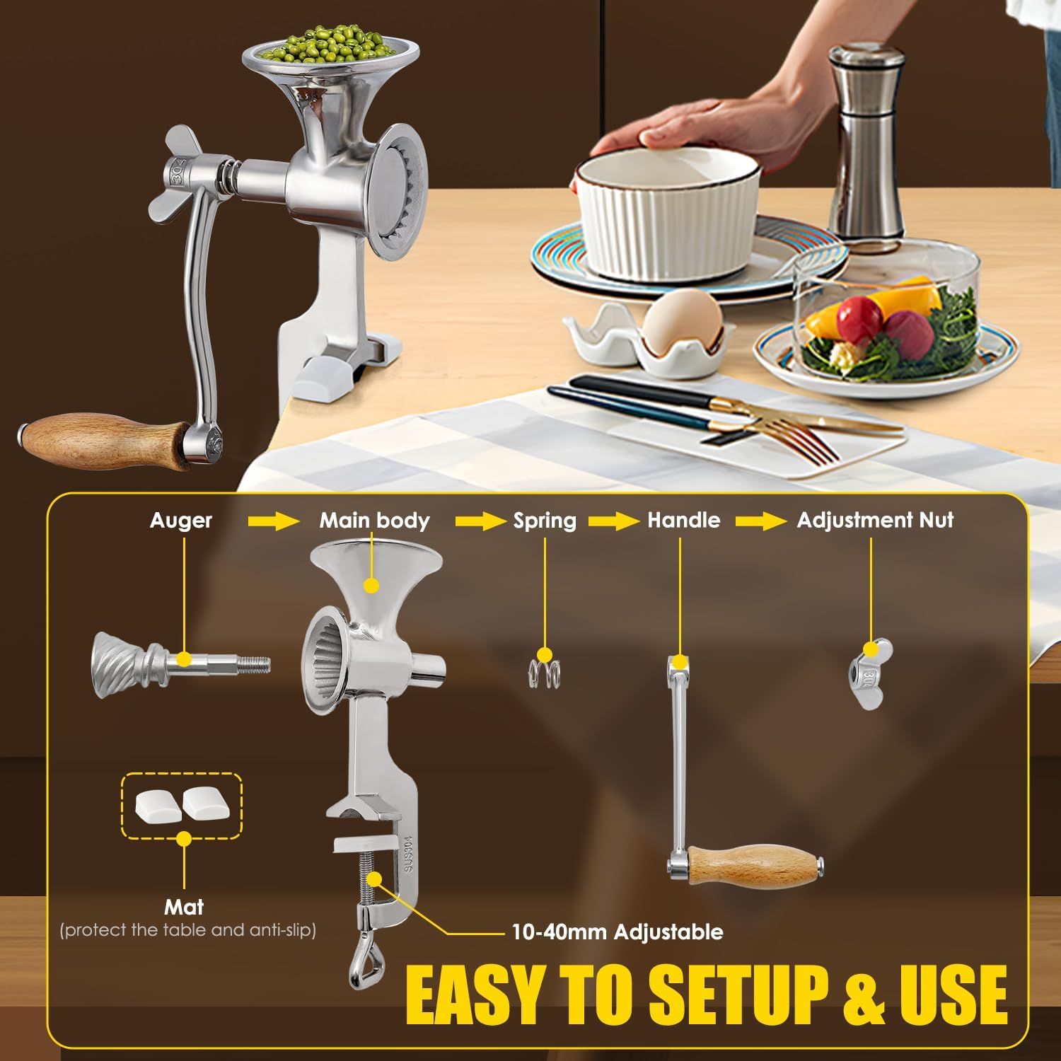 Manual Grain Grinder Stainless Steel Coffee Nut Spice Mill