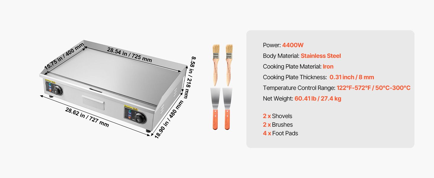 Electric Griddle 725mm Commercial Grill