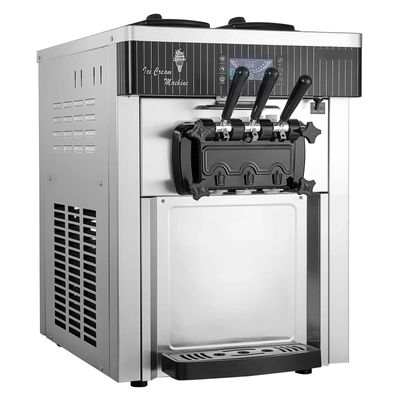 Commercial Soft Serve Ice Cream Machine 2200W 3 Flavor 28L/H Countertop Ice Cream Maker