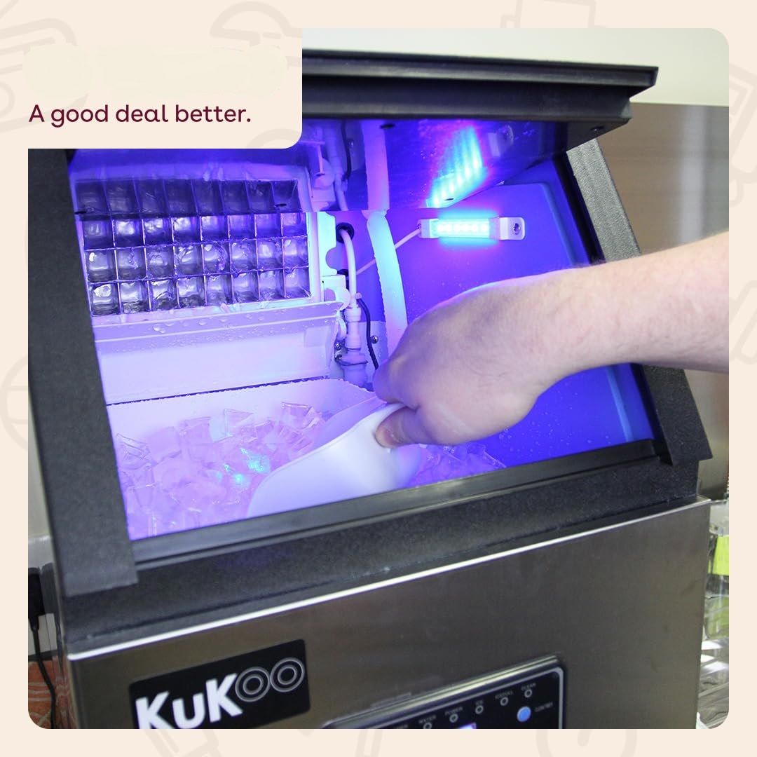 40kg/24H Commercial Ice Maker Machine with Cleaning Function, Ice Crusher and Scoop