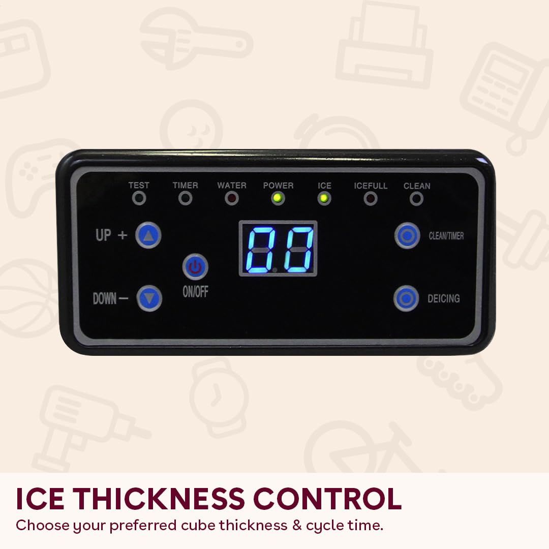 40kg/24H Commercial Ice Maker Machine with Cleaning Function, Ice Crusher and Scoop