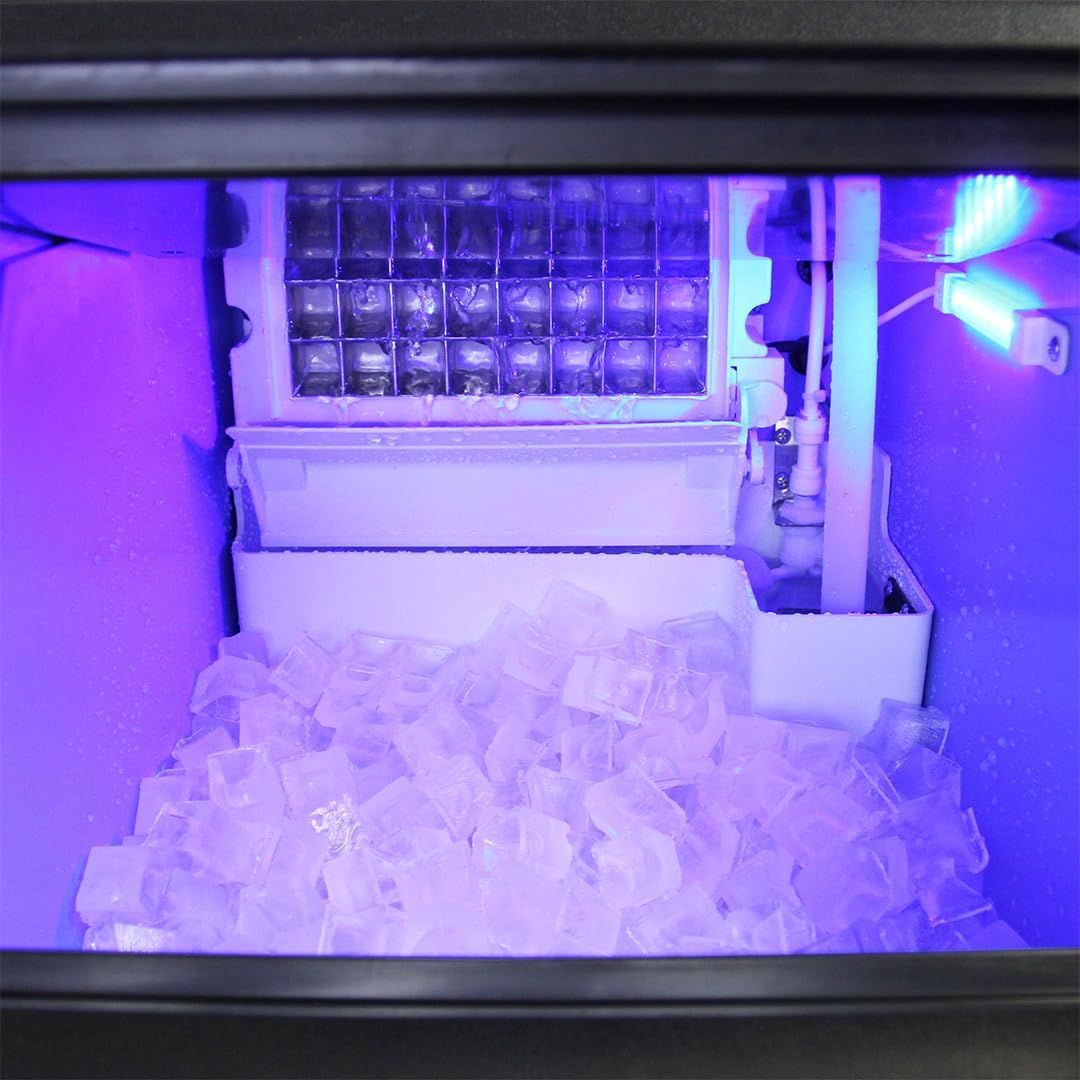 40kg/24H Commercial Ice Maker Machine with Cleaning Function, Ice Crusher and Scoop