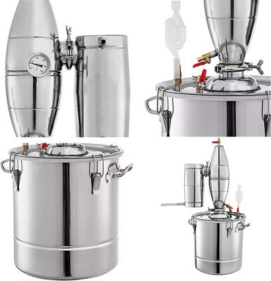 20L/30L/50L/70L  - Stainless Steel Water Alcohol Distiller Moonshine Wine Making Boiler Home Kit with Thermometer for Whiskey Brandy Essential Oils