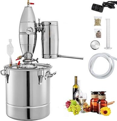 20L/30L/50L/70L  - Stainless Steel Water Alcohol Distiller Moonshine Wine Making Boiler Home Kit with Thermometer for Whiskey Brandy Essential Oils