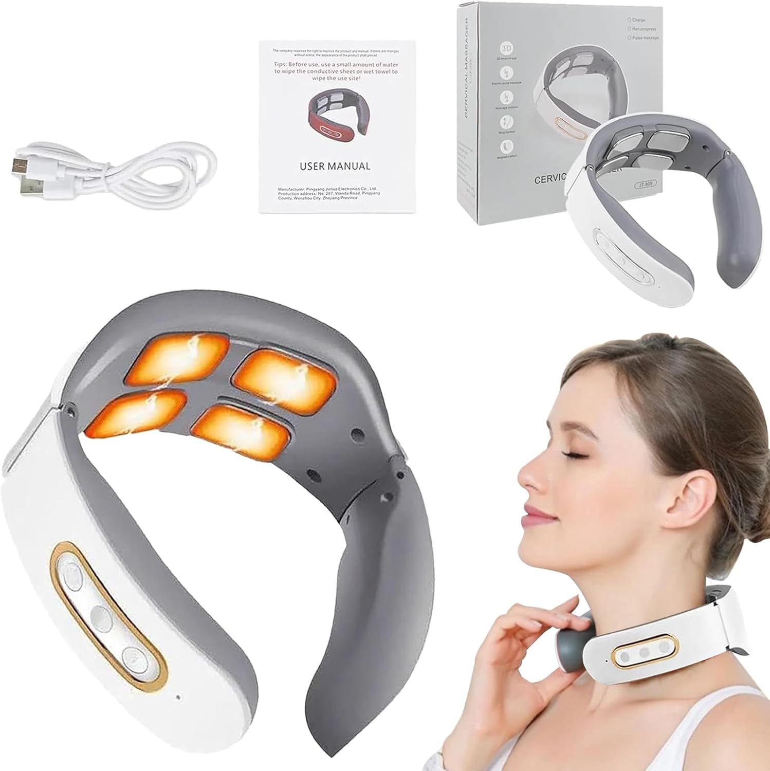 Neck Massager 42°C Heat 6 Modes 9 Intensities