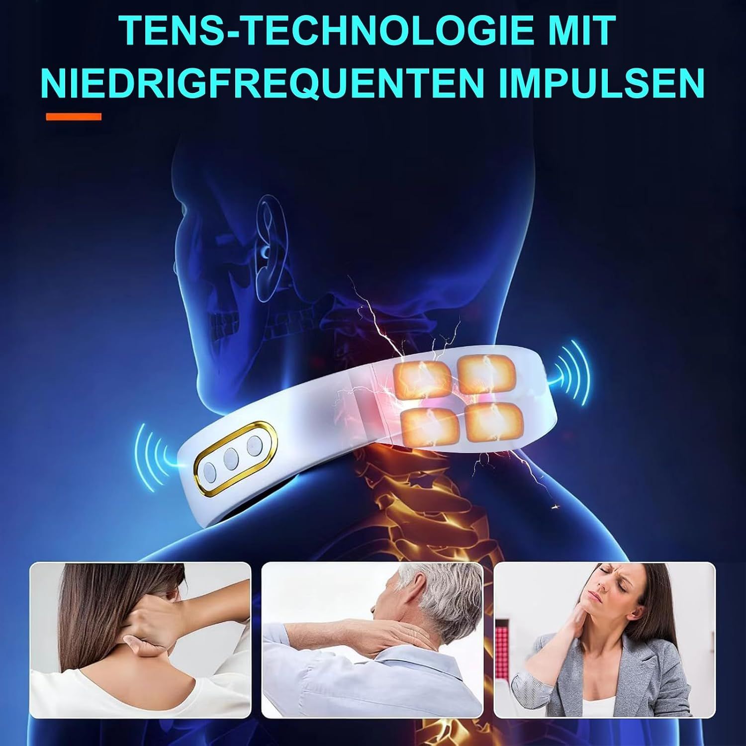 Neck Massager 42°C Heat 6 Modes 9 Intensities