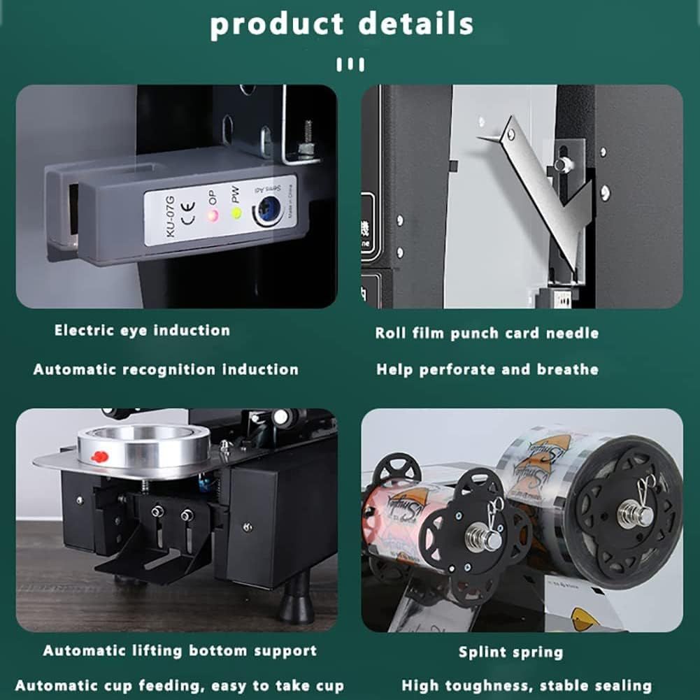 Automatic Cup Sealing Machine 700W, 90/95mm Electric Cup Sealer for Bubble Tea, Milk Tea, Juice &amp; Cold Drinks