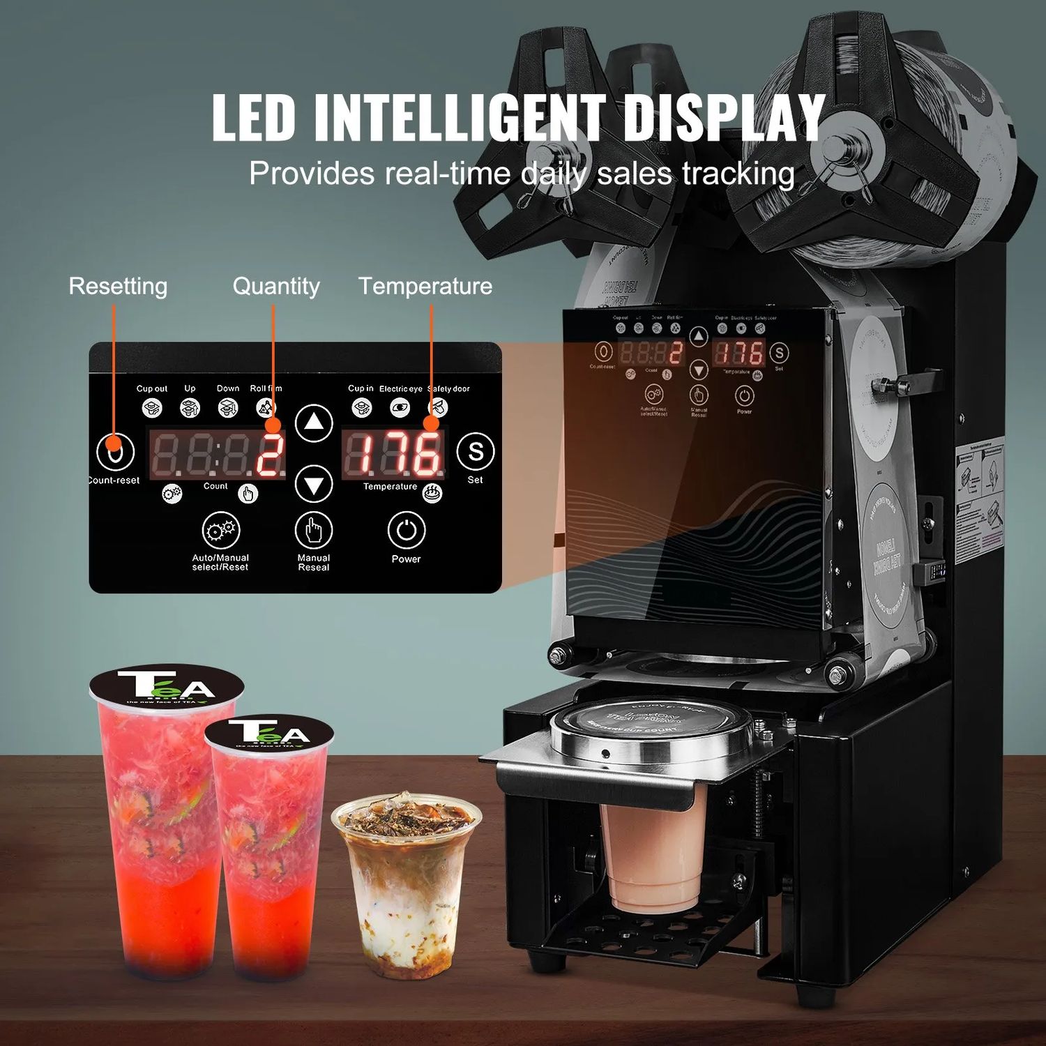 Automatic Cup Sealing Machine – 500–650 Cups/Hour, LCD Display