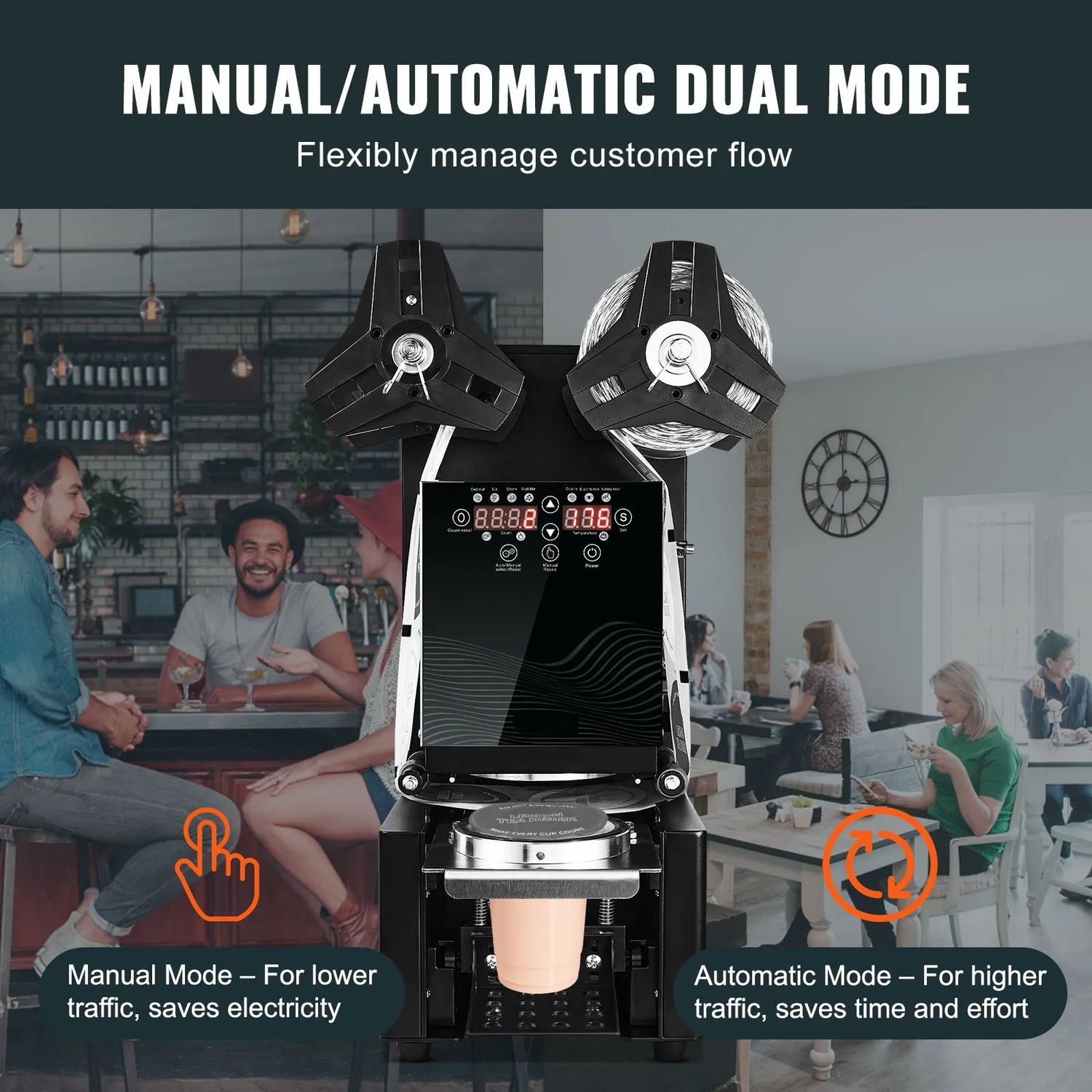 Automatic Cup Sealing Machine – 500–650 Cups/Hour, LCD Display