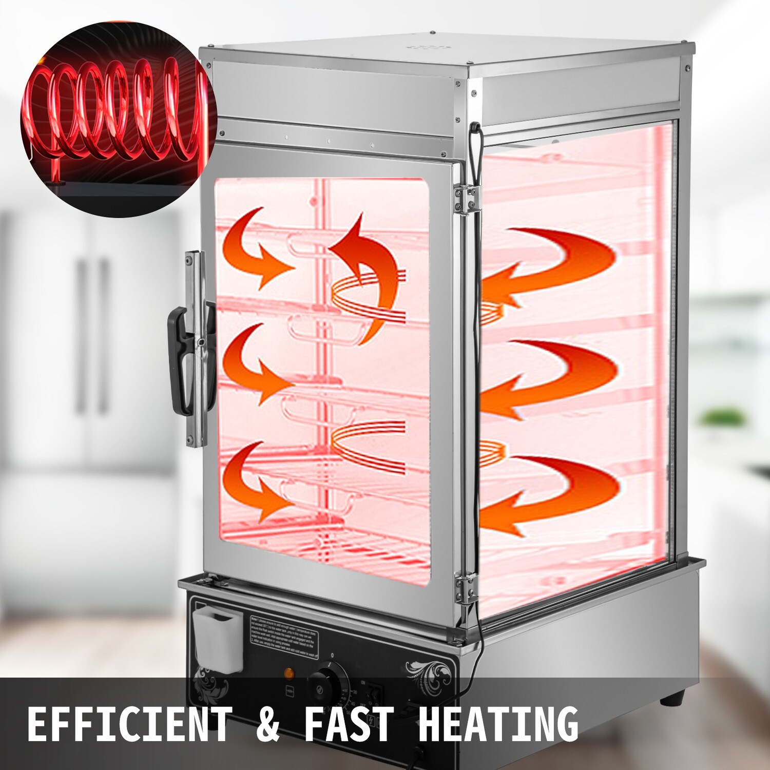900W Electric Bun Steamer 5-Layer Stainless Steel Food Warmer with Temperature Control