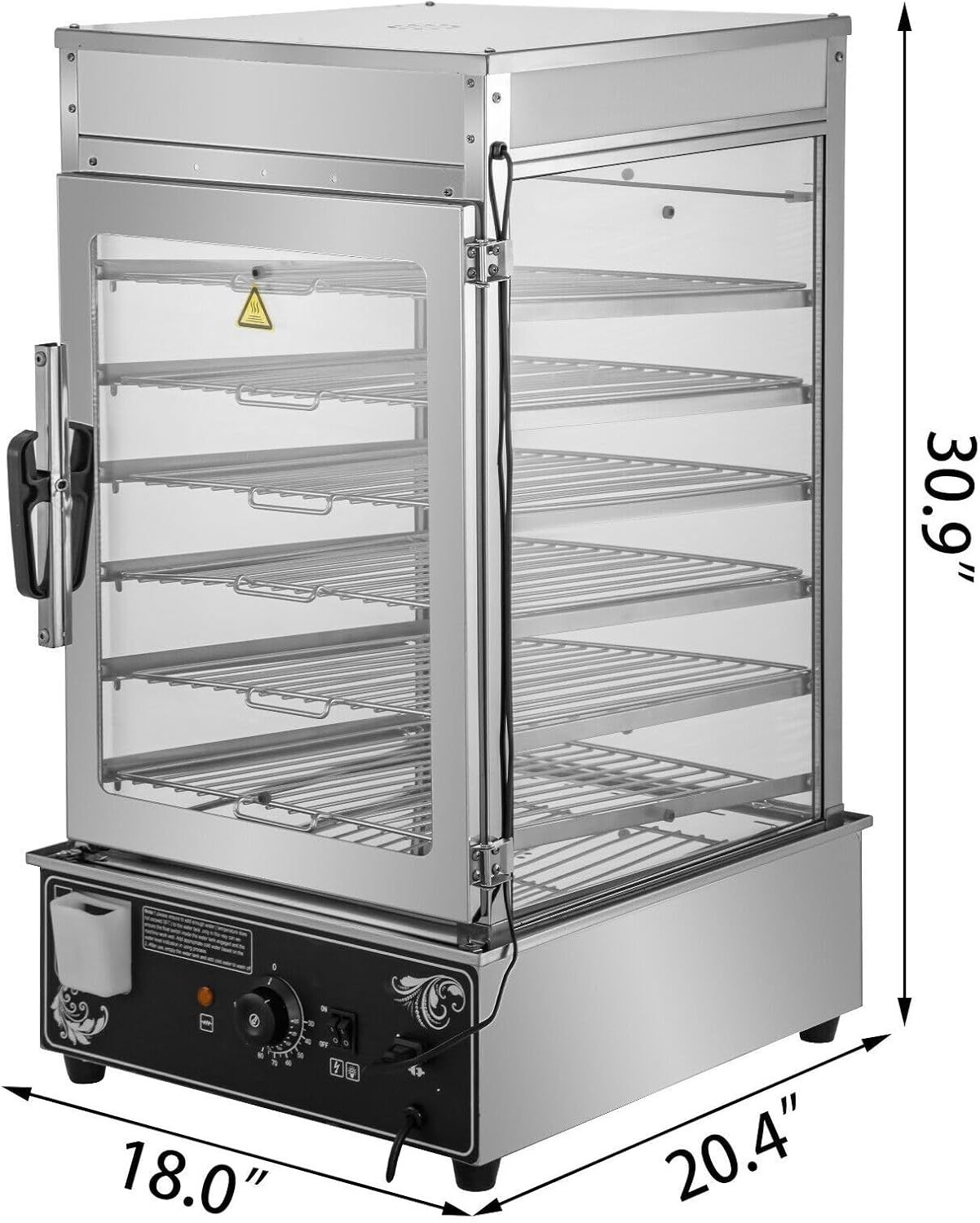 900W Electric Bun Steamer 5-Layer Stainless Steel Food Warmer with Temperature Control