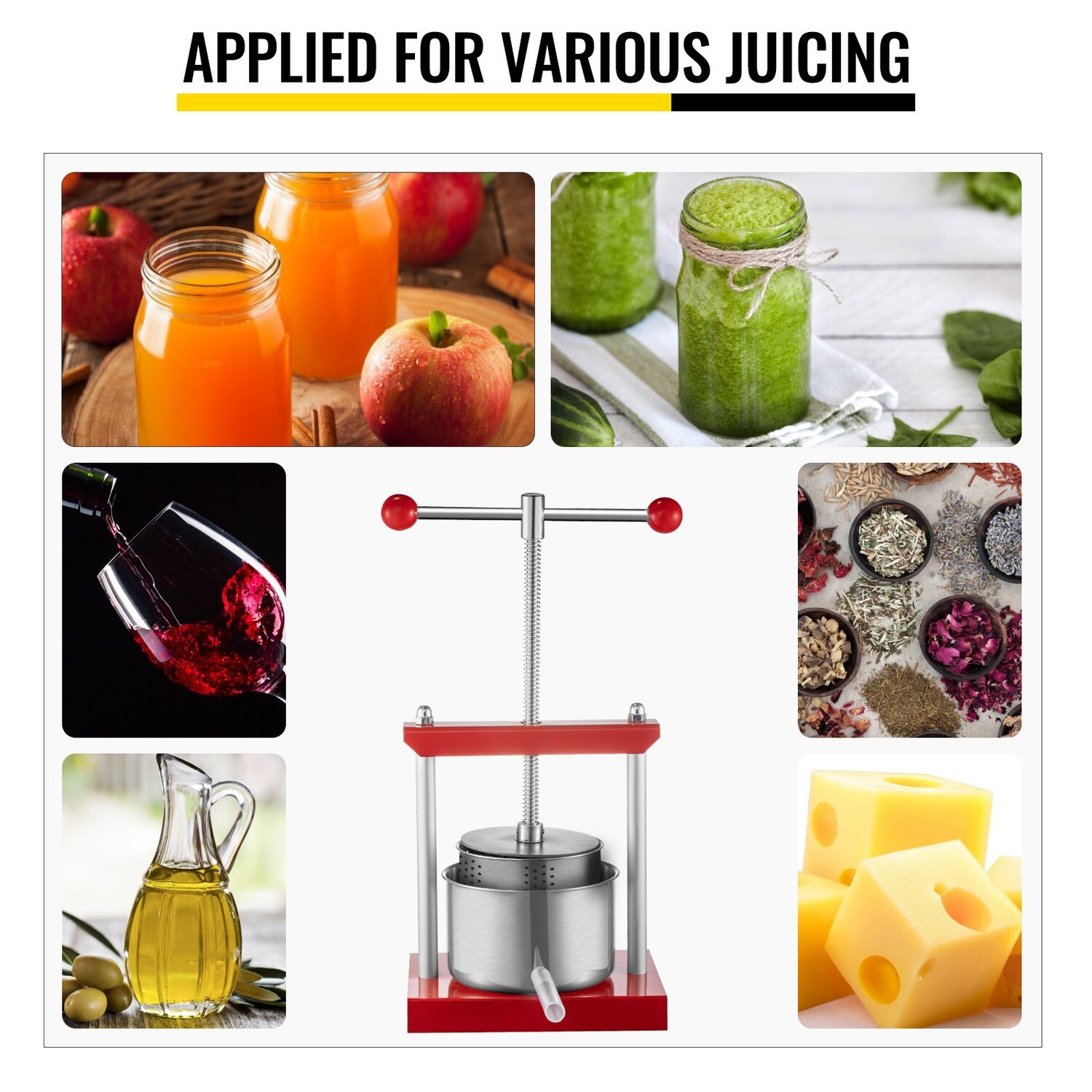 1.65L Grape Press for Wine Making - Compact Dual Stainless Steel Barrel Design for Pressing Cheese, Fruits, Vegetables, and Tinctures - Durable Home and Small Batch Production Tool
