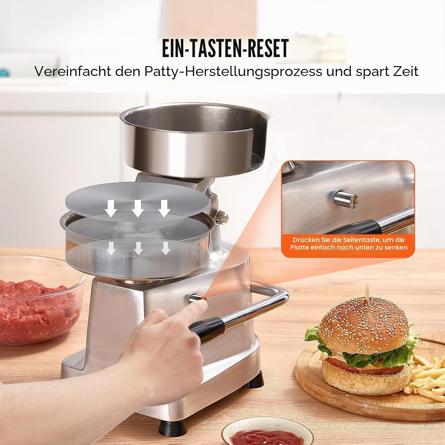Commercial 150mm Burger Patty Maker Stainless Steel Burger Press