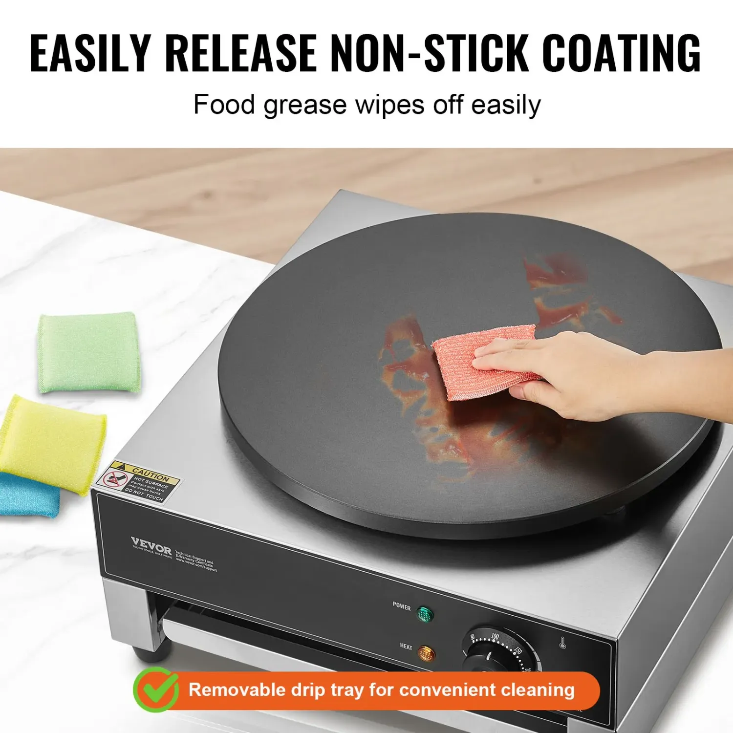 Commercial Electric Crepe Maker 3000W 16 Inch Stainless Steel Nonstick Crepe Machine