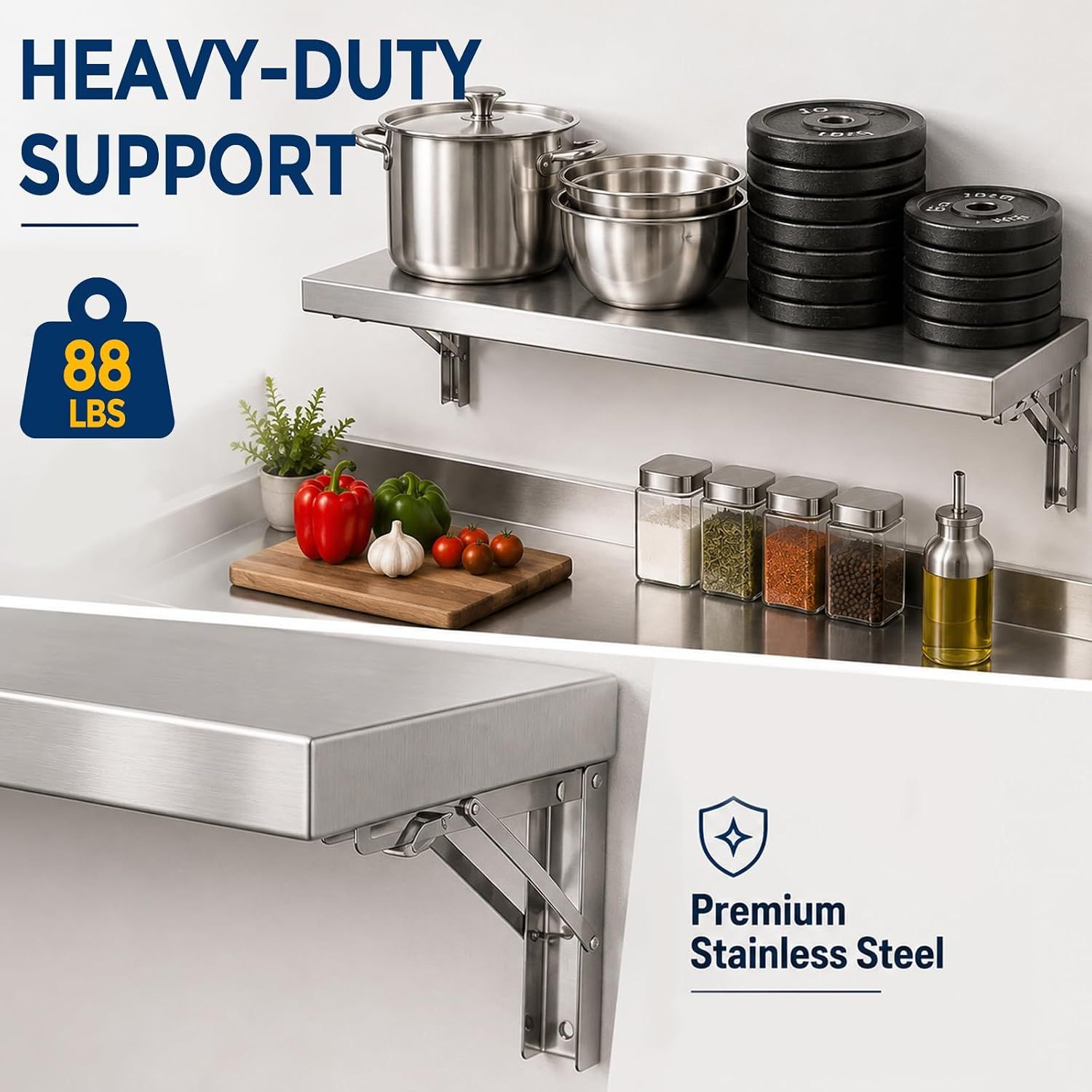 Steel Wall Shelf – 100 x 30cm, Heavy-Duty 40kg Capacity