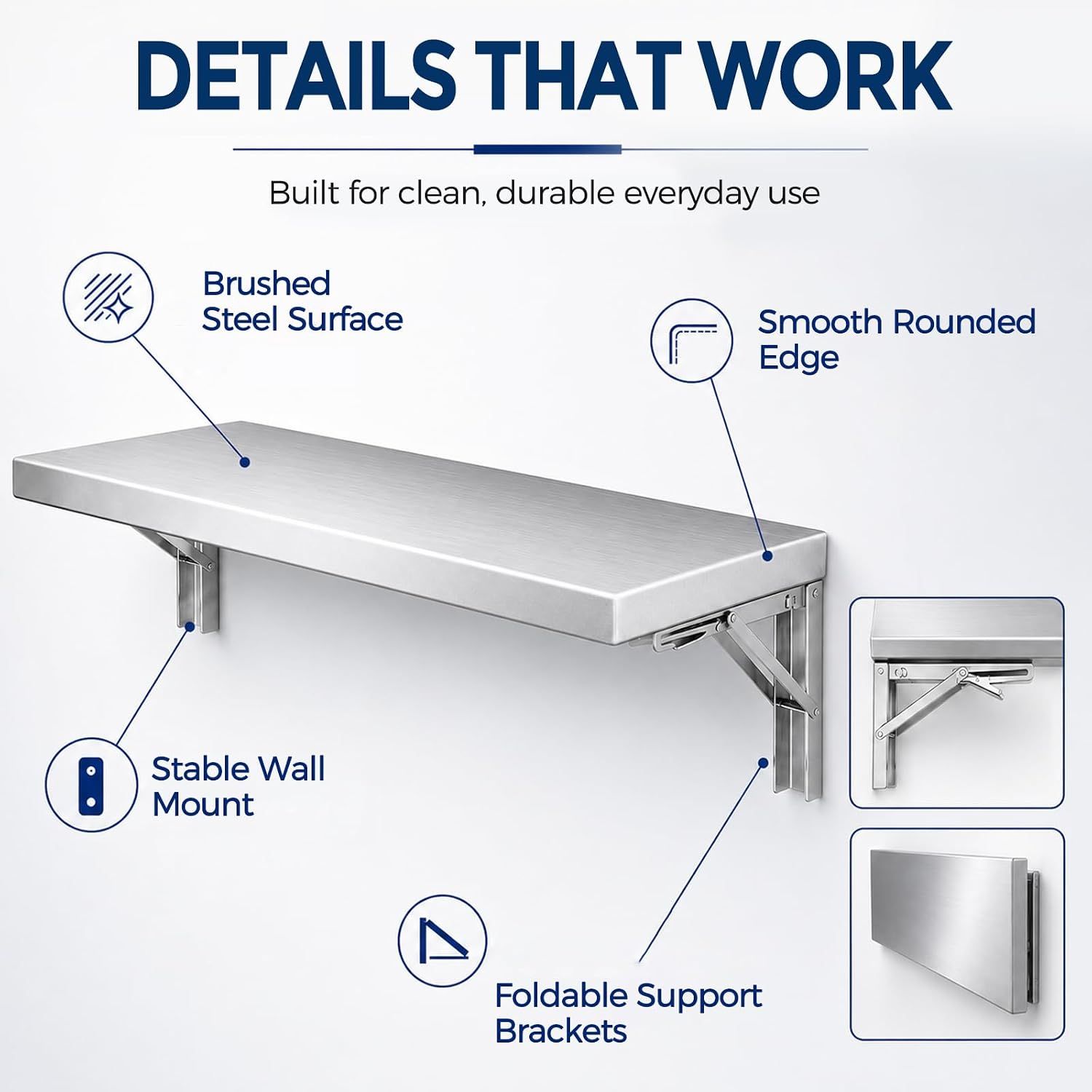 Steel Wall Shelf – 100 x 30cm, Heavy-Duty 40kg Capacity