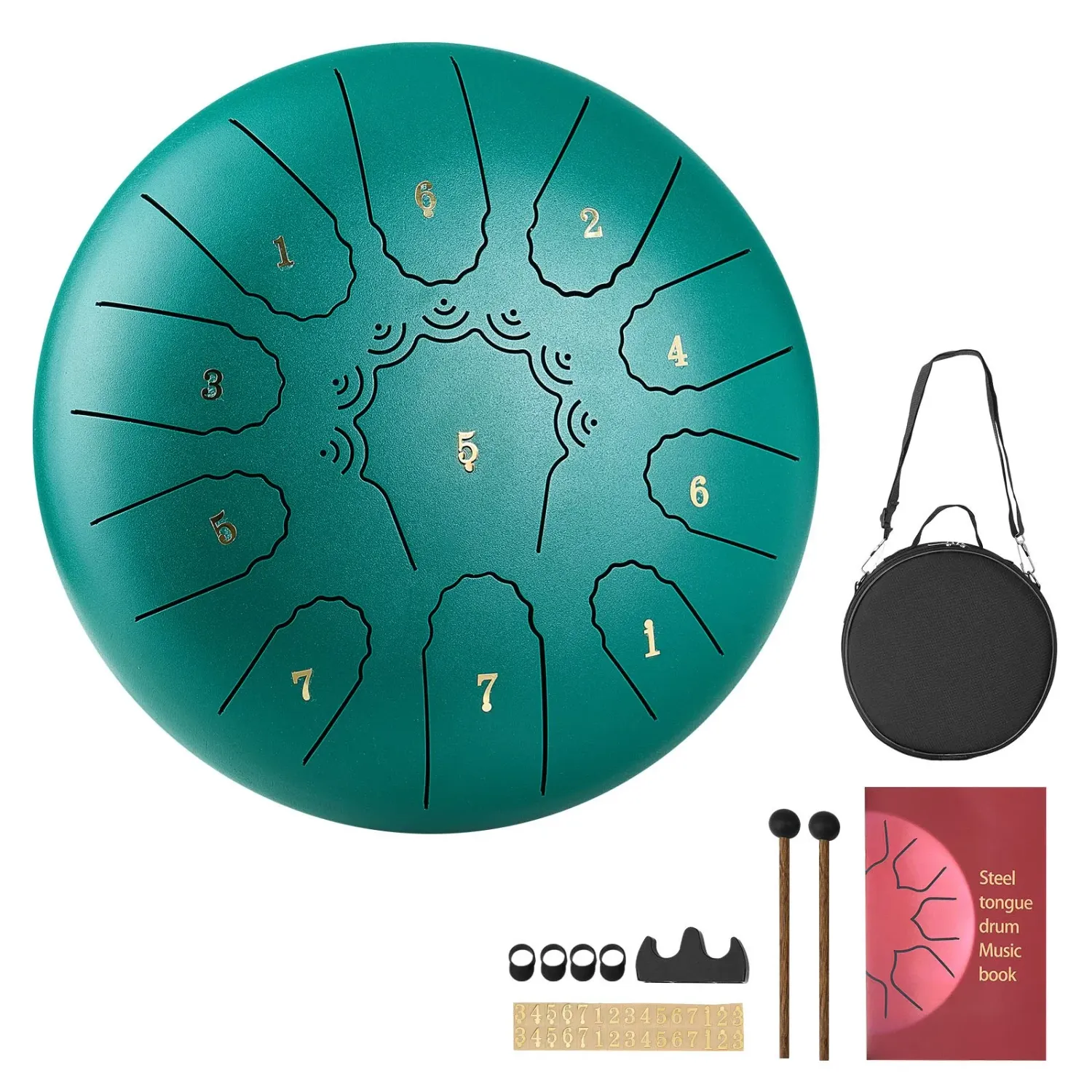 Steel Tongue Drum 11 Notes 25.4cm C Major Rain Drum with Mallets &amp; Music Book