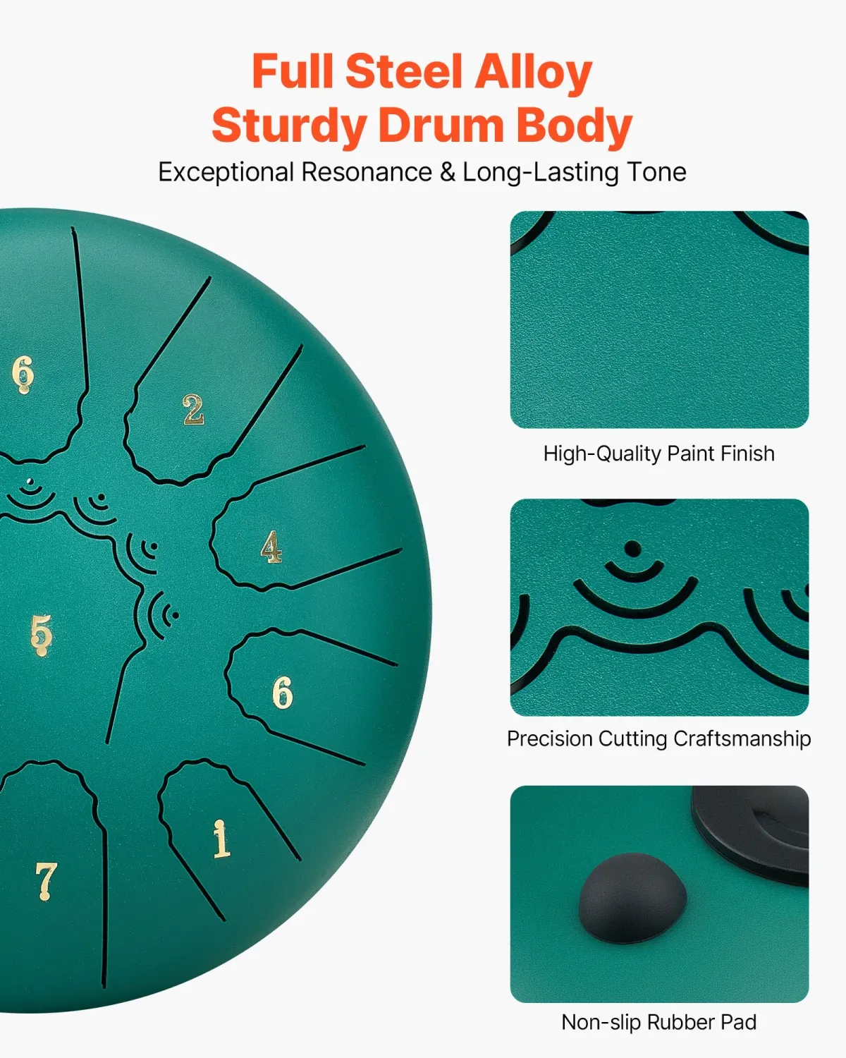 Steel Tongue Drum 11 Notes 25.4cm C Major Rain Drum with Mallets &amp; Music Book