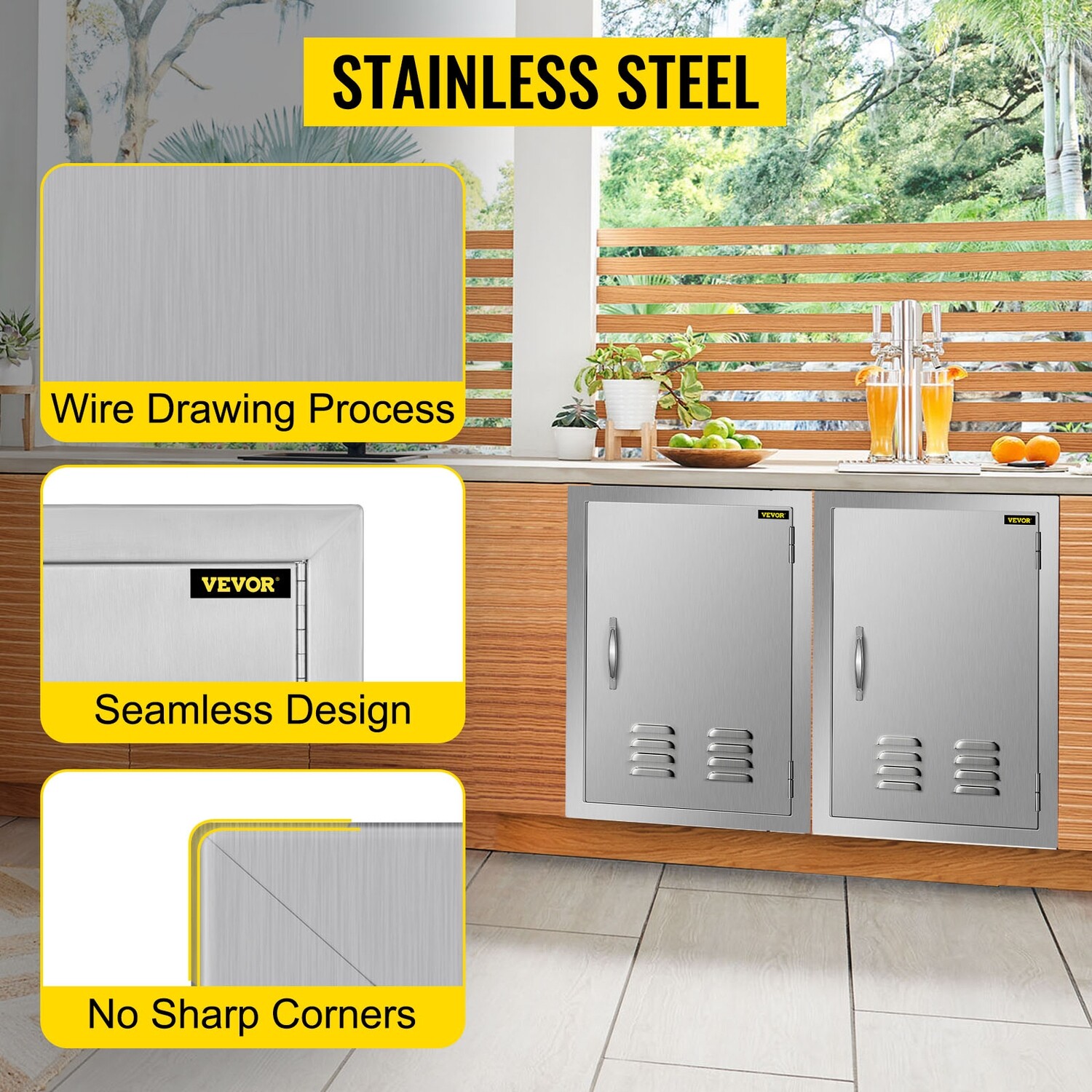 BBQ Access Door 432x610mm Stainless Steel