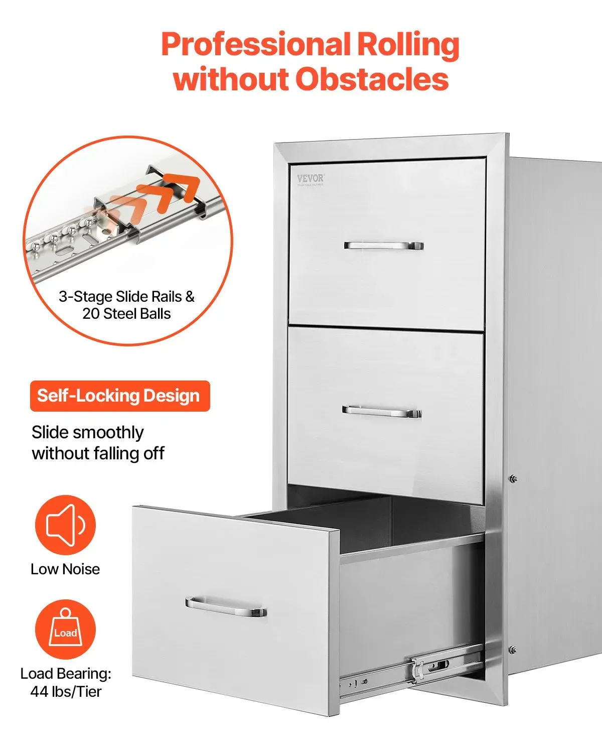 Outdoor Kitchen Drawers Triple BBQ Island  Stainless Steel  Cabinet