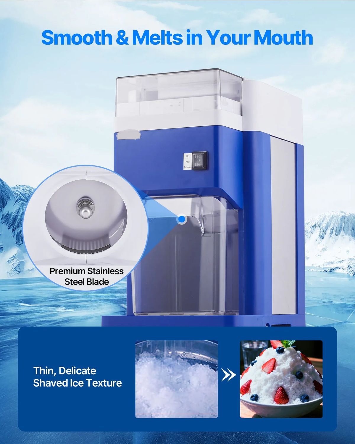 Commercial Ice Shaver Machine 300W Electric Snow Cone Maker
