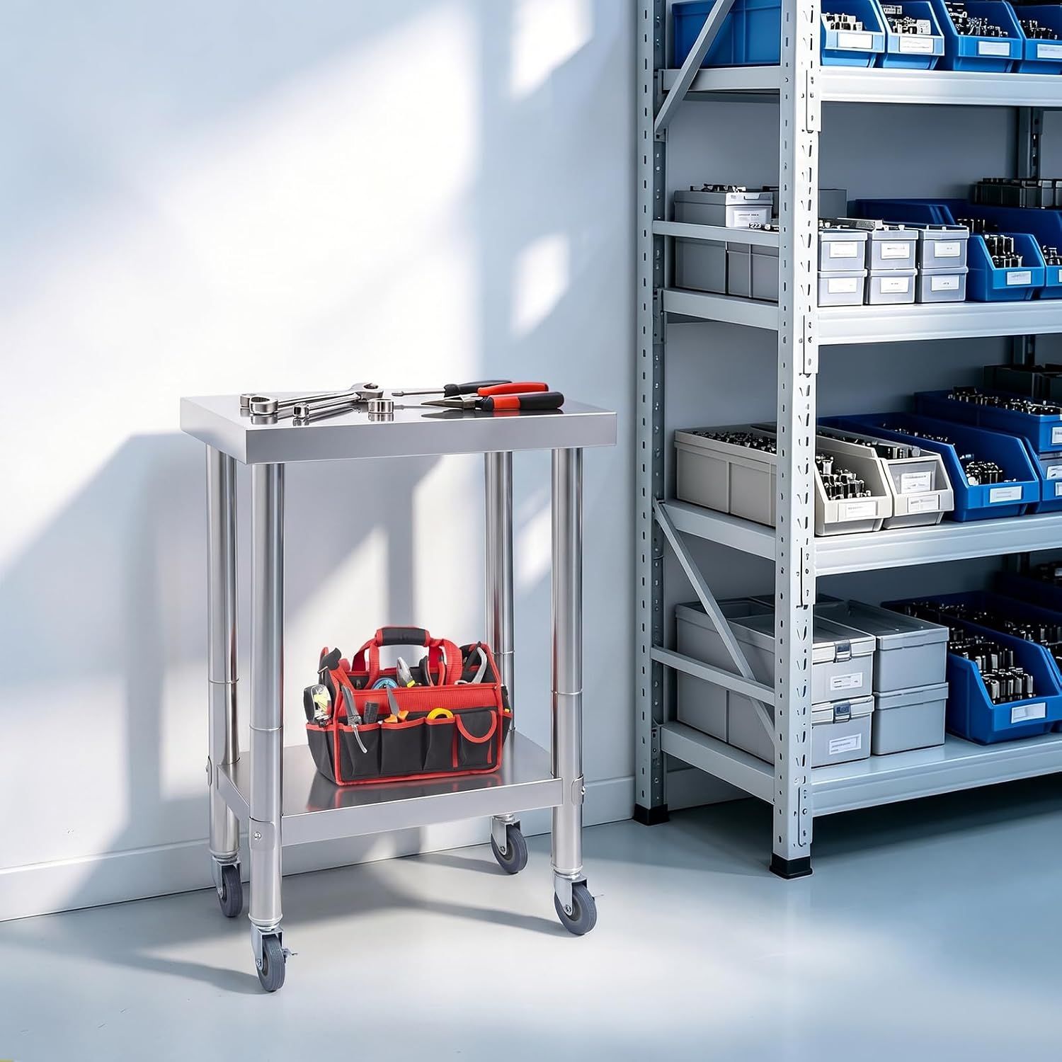 Stainless Steel Work Table 300KG with Wheels