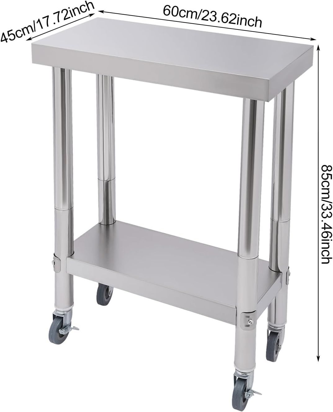 Stainless Steel Work Table 300KG with Wheels